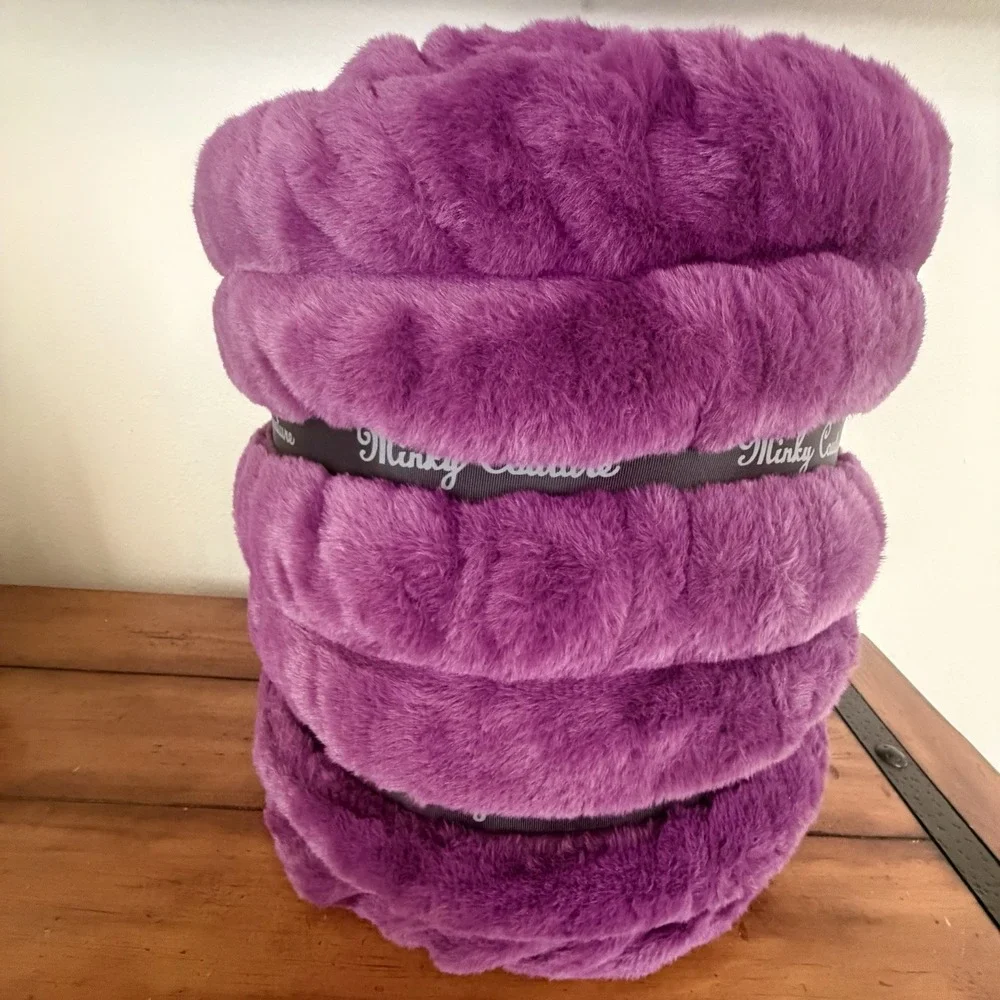 Minky Couture Grande Purple Plush Blanket 60x84 New With Tags Luxury